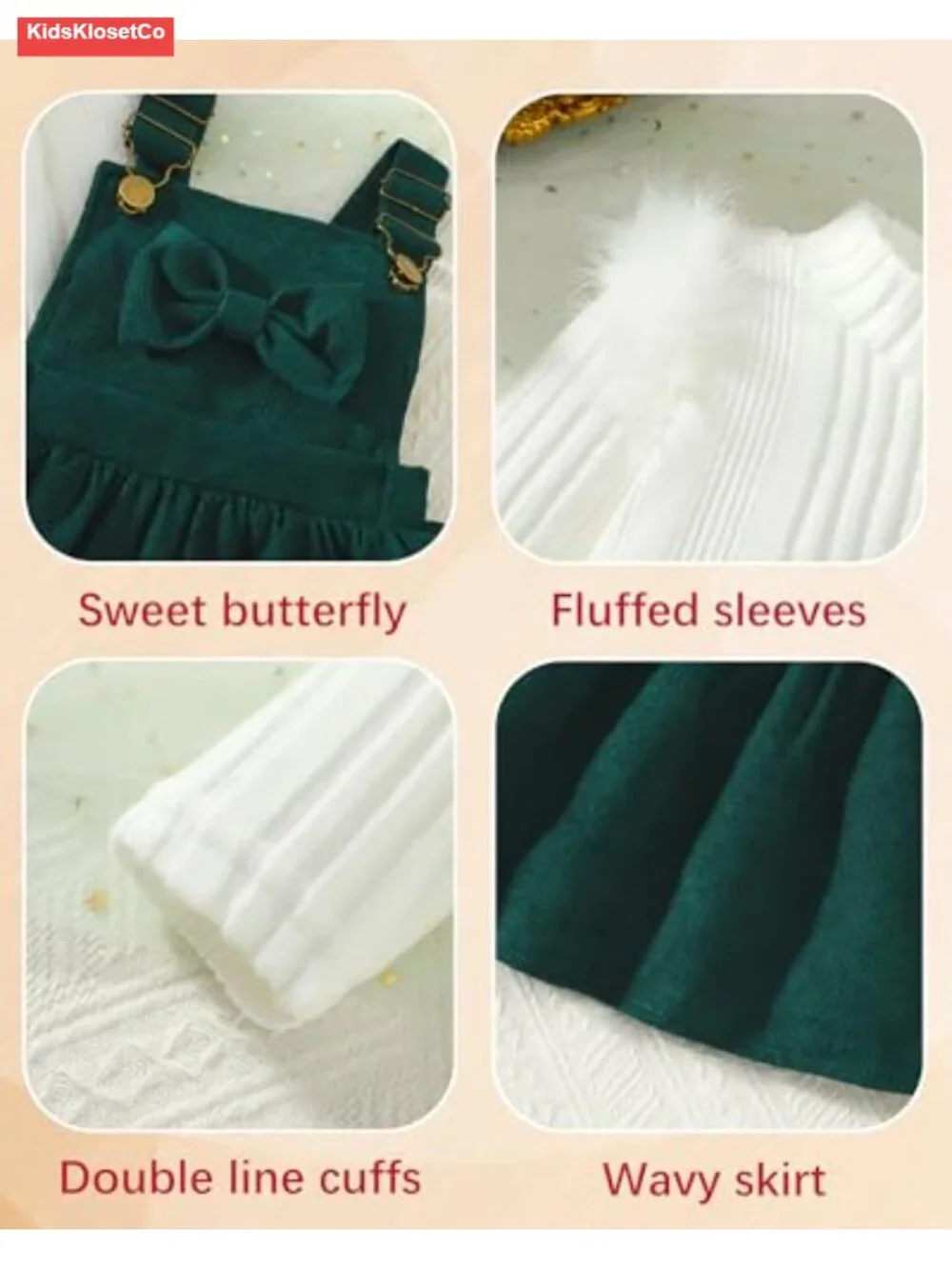 Toddler Girl Long Sleeve Ribbed T-Shirt Bow Suspender Overall Dress Skirt Set